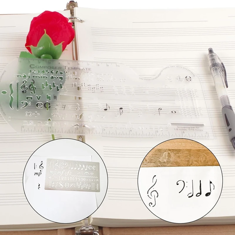 Song Writer's Composing Template Stencil, Staff Drawing Ruler, Song Writer's Composing Notation Tool, Composer Symbols