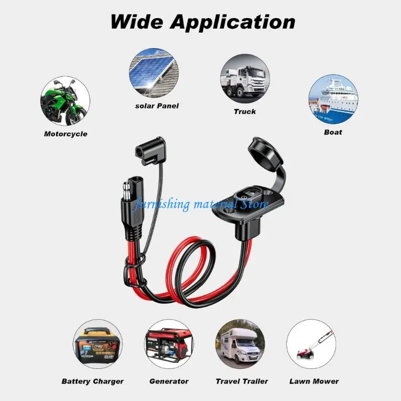 

Y5GD Quick Connectors Harness Waterproof SAE Adapters Male to Female Socket Cable