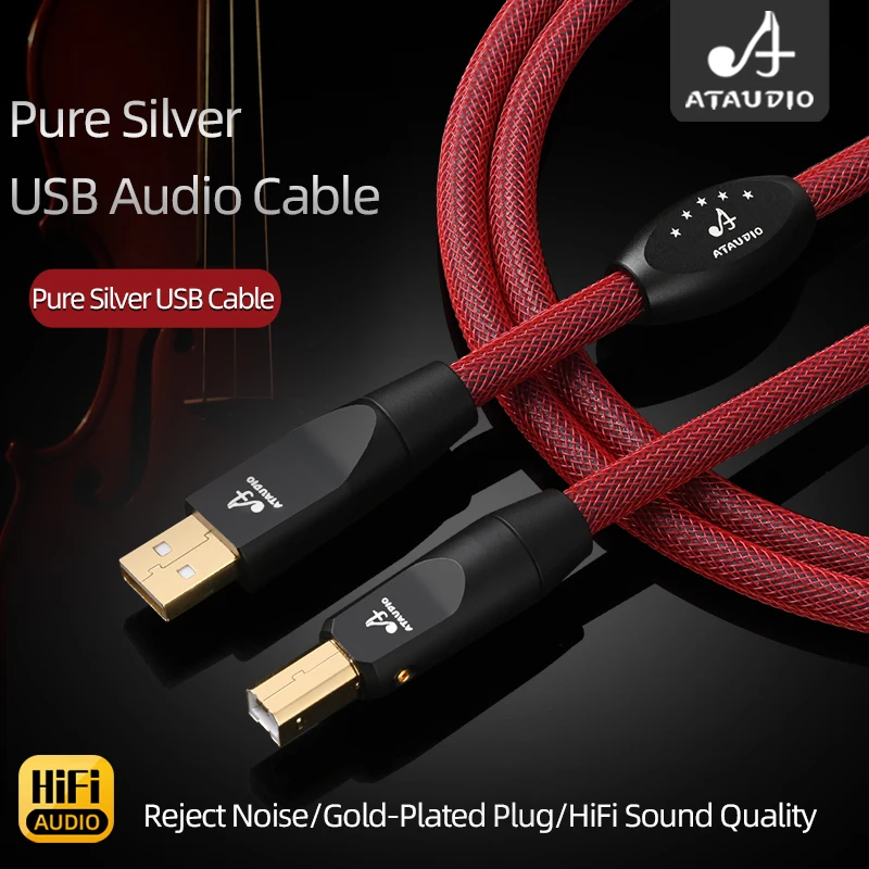 Imagem -03 - Hifi Usb Cabo de Áudio Núcleo de Prata Pura Conector Banhado a Ouro Decodificador Dac Impressora Placa de Som a para b