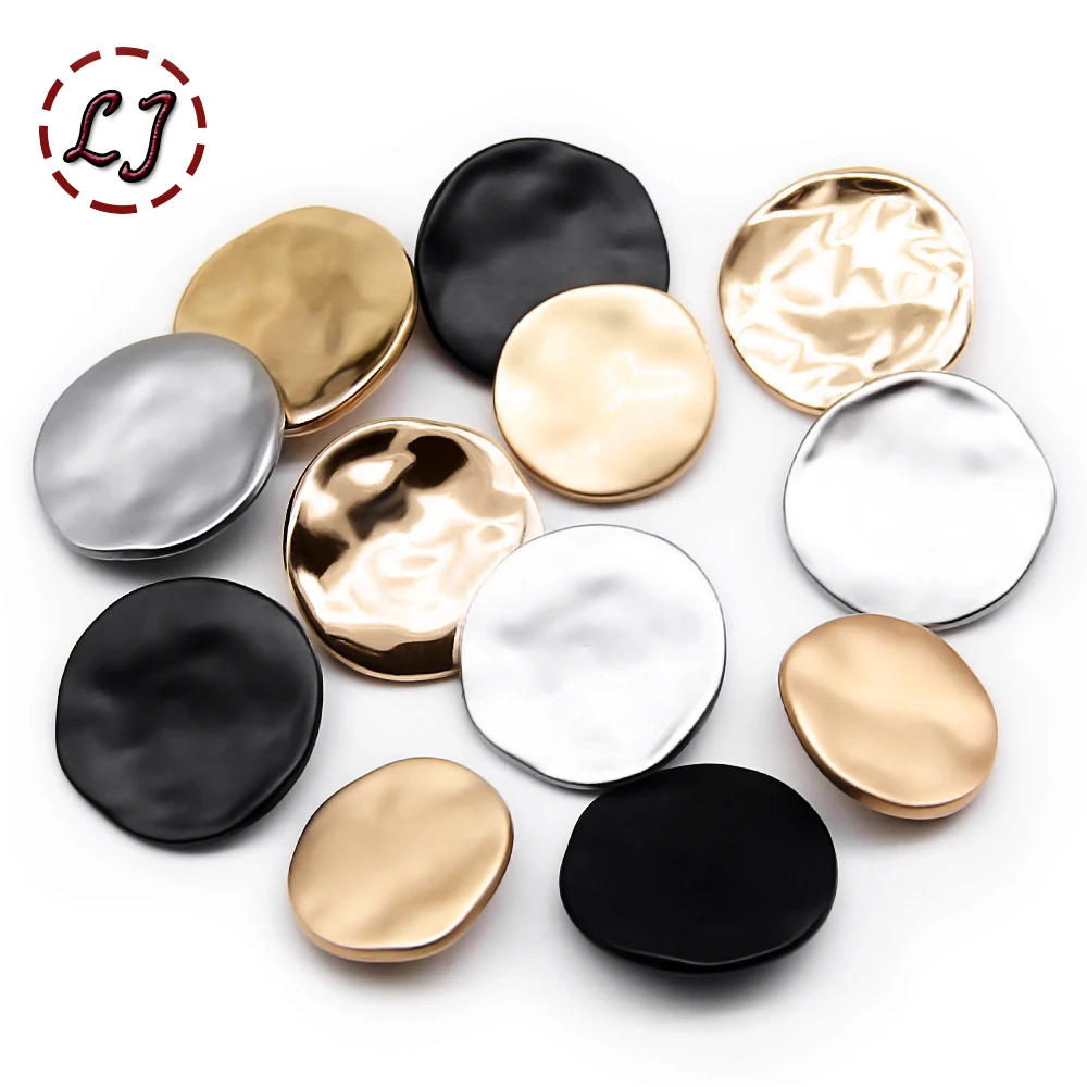 10pcs/lot fashion 21/25/30mm decorative buttons high quality Irregular plane gold buttons for shirt overcoat sewing accessory