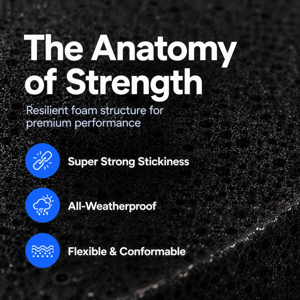 4pcs Strong Adhesive Double Sided Foam Tape 10M Length 2mm Width Self Adhesive Foam Tap Black Electrical Insulating Tape