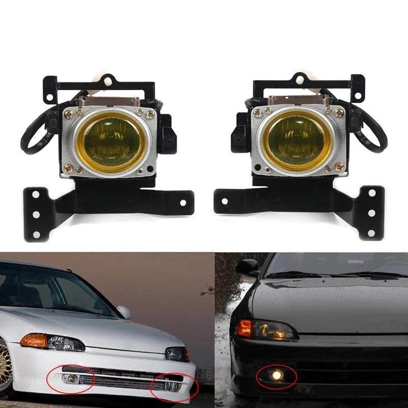Car Front Bumper Fog Light Driving Lamp Kit Fit Honda Civic EG D15 D16 1992-1995 4-Door Sedan D15 D16 Engine Modified Foglamps