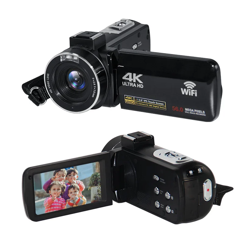 4K HD 3.0 Inch Digital Touch Camera 56MP 18X Zoom Wifi Camcorder Microphone Fill Light Video Vlogger For YouTube live broadcast