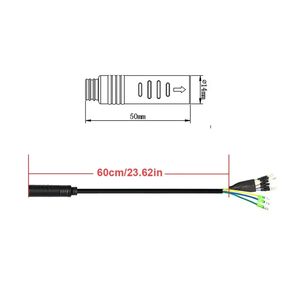 Electric Bicycle 60cm 9 Pin Female Extension Motor Cable Motor Adapter With Hall Connector Ebike Extension Cable Lines Accessory