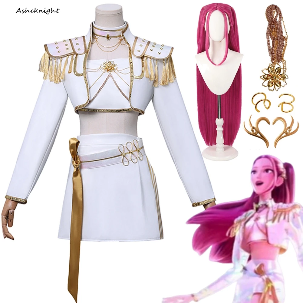 

2025 Cartoon Demon Hunter of KPop Cosplay Mira White Top Skirt Clothing Wig Hallowmas Carnival Roleplay Suits Outfits For Women
