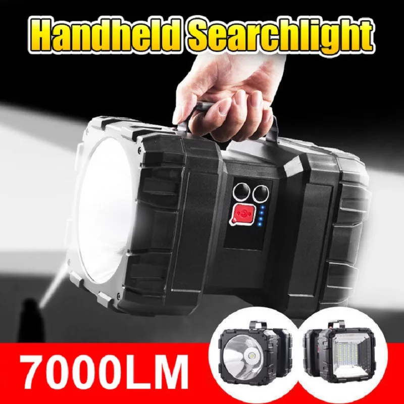 Newest P70 High Power LED Flashlight 7000lm Rechargeable Spotlight Torch Handheld Flood Light Searchlight For Camp Hike Fishing