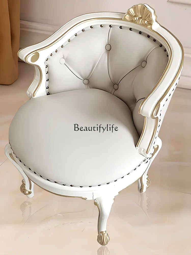 

z.American Light Luxury Dressing Solid Wood Cosmetic Chair Bedroom European Minimalist Now Leisure Chair French Style