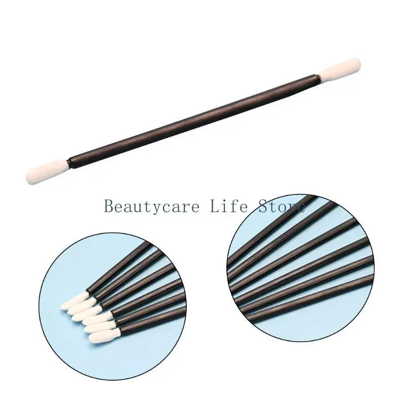 652C 100Pcs Double-Headed Polyester Cloth Tips Cleaning Swabs Black Plastic Handle Dust-Free Sticks for Printhead Camera Optical