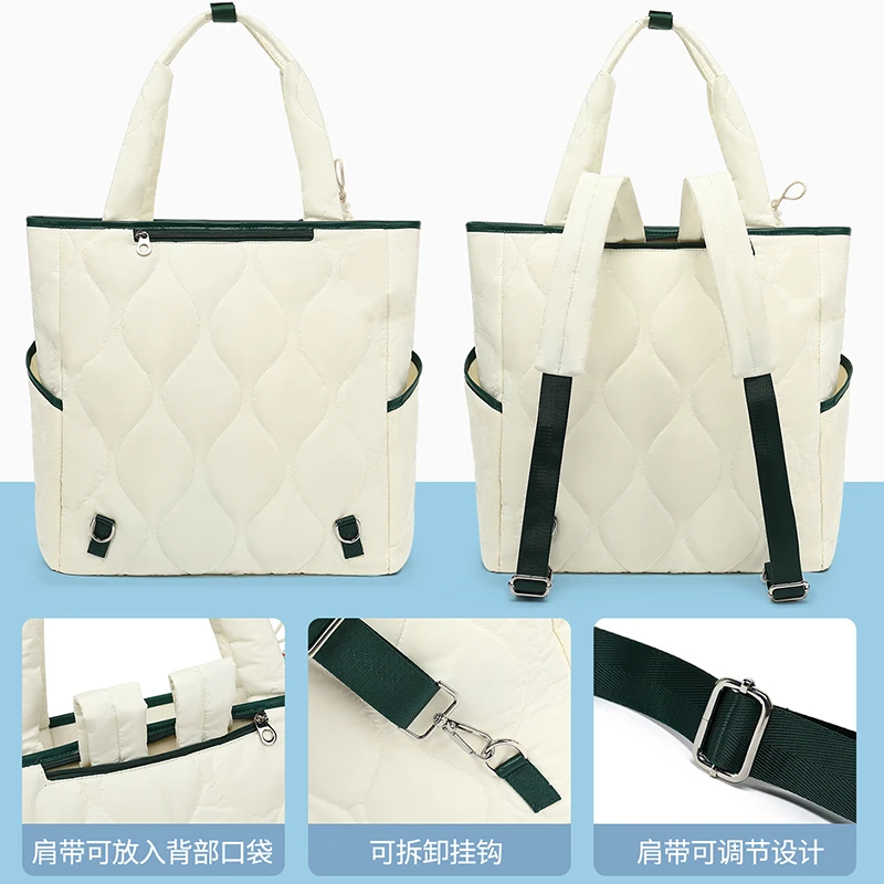 Women Tennis Racquet Tote Bag Large Capacity Nylon Badminton Squash Pickleball Padel Sport Bag Portable Tennis Handbag Accessory