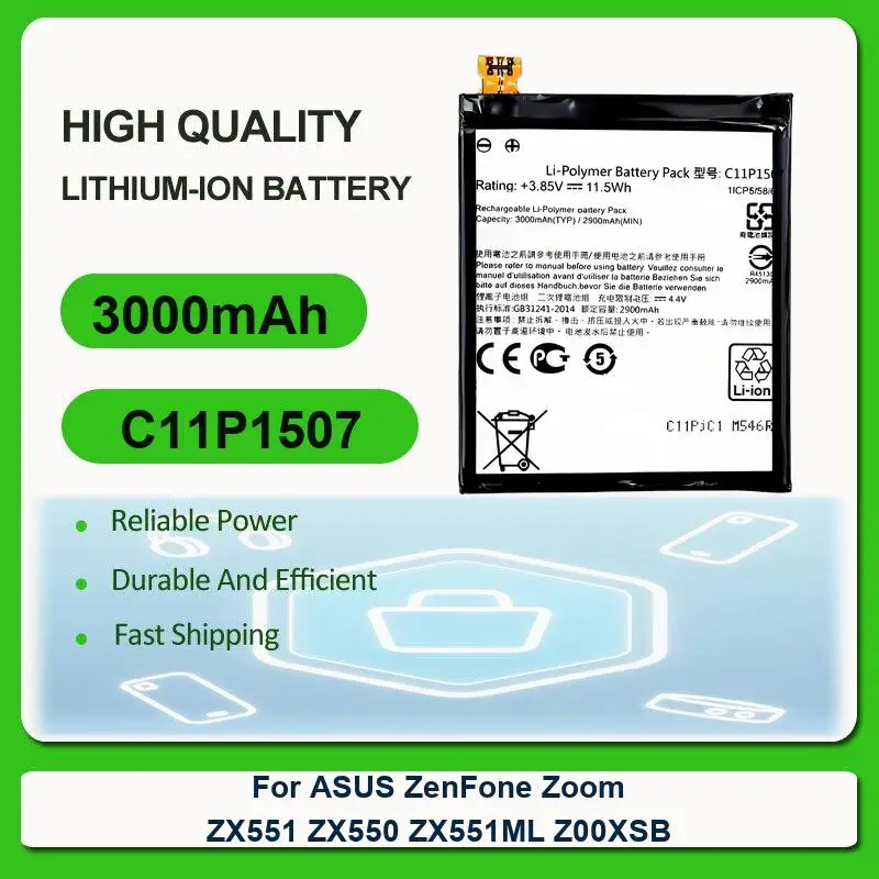 Battery For ASUS ZenFone Zoom ZX551 ZX550 ZX551ML Z00XSB ROG 2 ZS660KL I001DB Game Phone C ZC451CG Z007 4.5 ZenFone4.5 A450CG