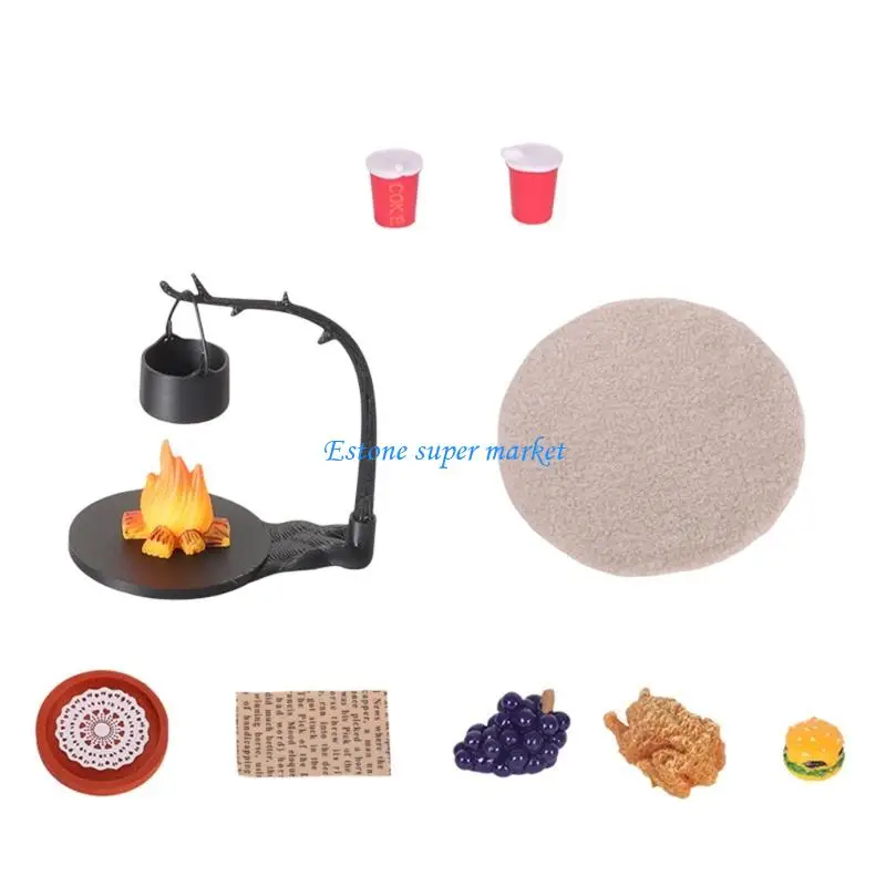 

090B Кемпинг Мини Костер Для 1/12 Кукольных Домиков Реалистичный Открытый Кемпинг Сцена Реквизит Для Модельных Декоров