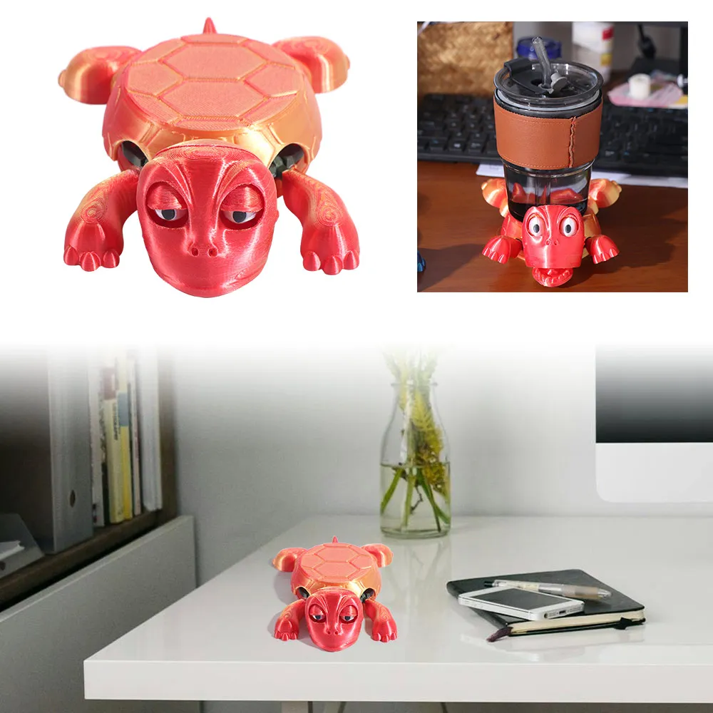 

with Funny Expression 3D PrintedTurtle Coaster ABS Press Turtle Cup Pad Quirky Toys Frightened Turtle Non-Slip Base