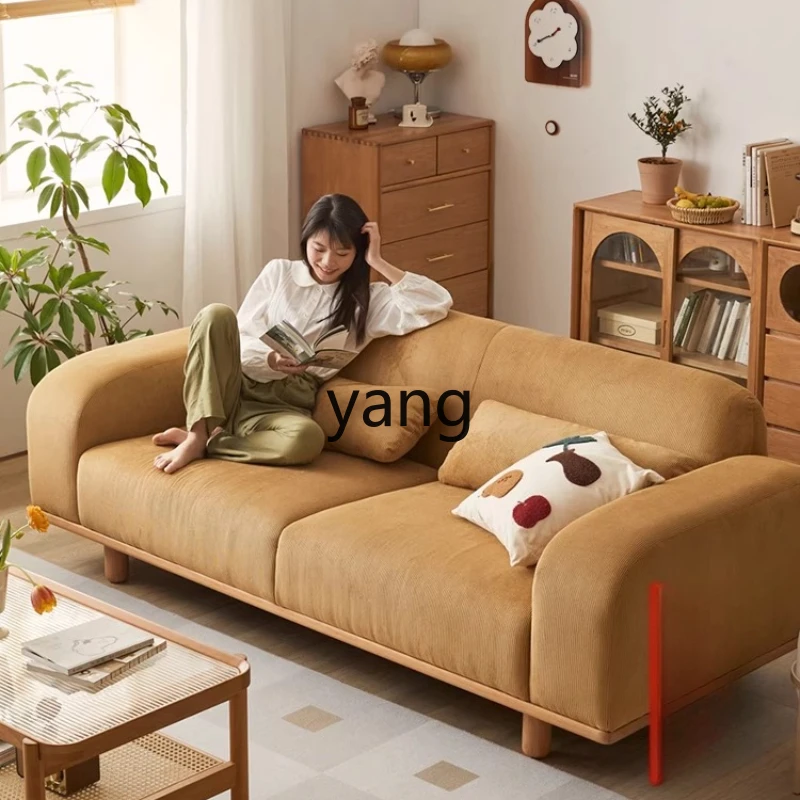 

LTT solid wood modern living room small apartment retro Japanese straight row fabric sofa