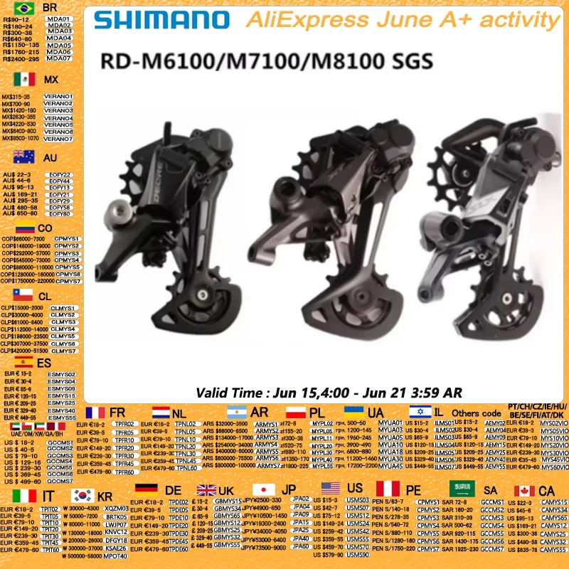 SHIMANO XTR M9100 XT M8100 M8120 SLX M7100 M7120 Deore M6100 SGS 12S Przerzutki tylne z długim klatkiem Przerzutka do rowerów górskich SGS MTB