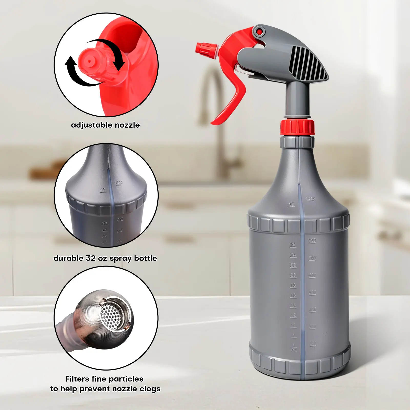 FOSHIO 2 Stück Sprühdüsen-Ersatz, Triggerkopf mit integriertem Filter, Wasserstrahl-/Nebelsprühgerät, Gartenbewässerungszubehör – Detail 8