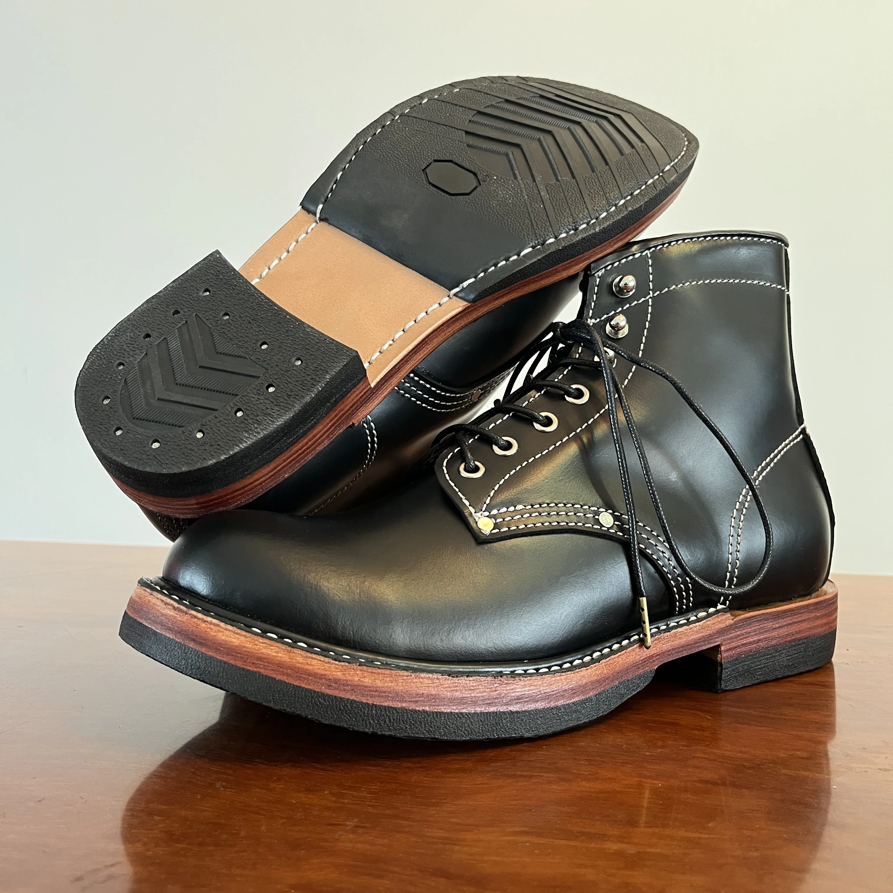 TD420 RockCanRoll Size 35-50 Super Quality Genuine Italian Cow Leather Handmade Durable Goodyear Welted American Work Boots