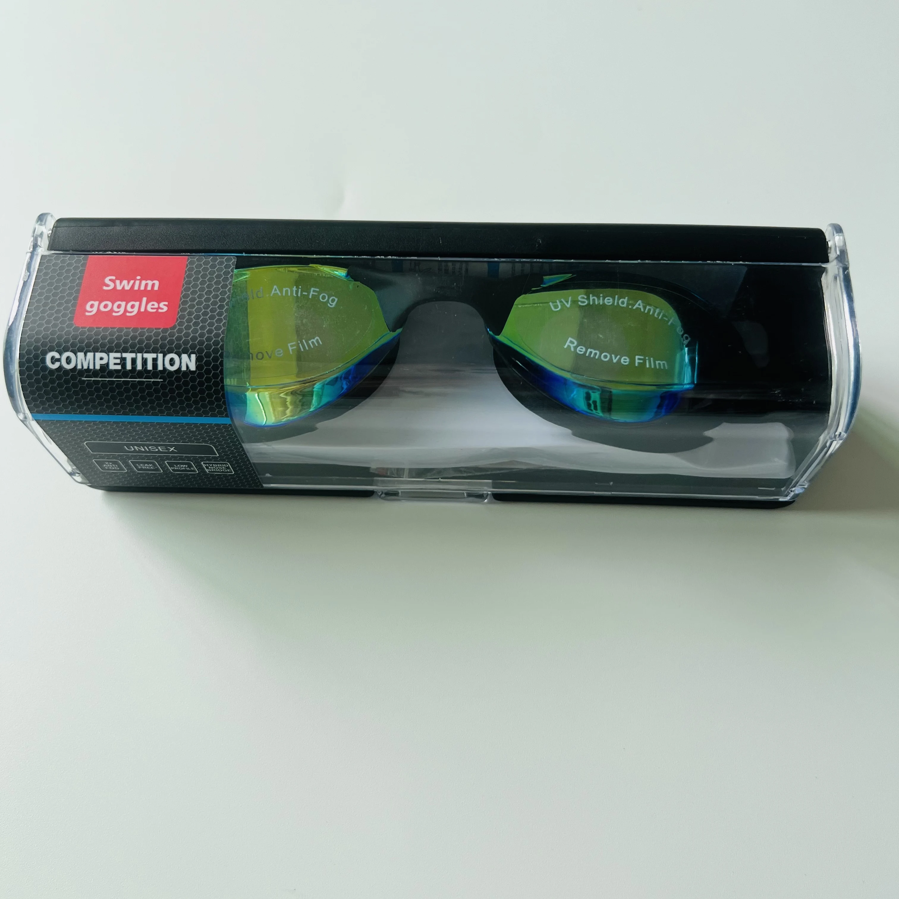 Adult Professional Competitive Swim Goggles Black Electroplated Rainbow Lens Anti-fog UV Protection Waterproof Swimming Eyewear - view 6