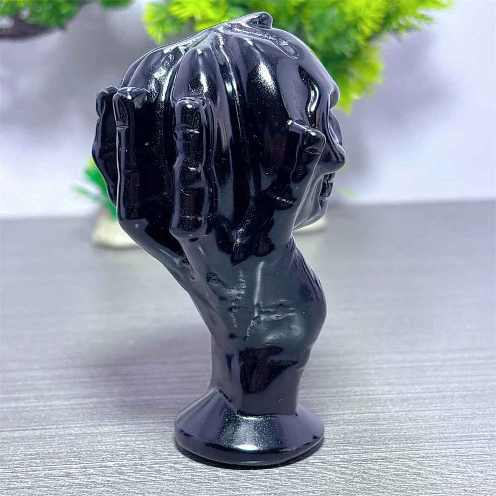 Pumpkin With Devil Hand Obsidian Skull Natural Crystal Home Decoritems Room decor Luck Quartz Stone Garden Reiki Healing Energy