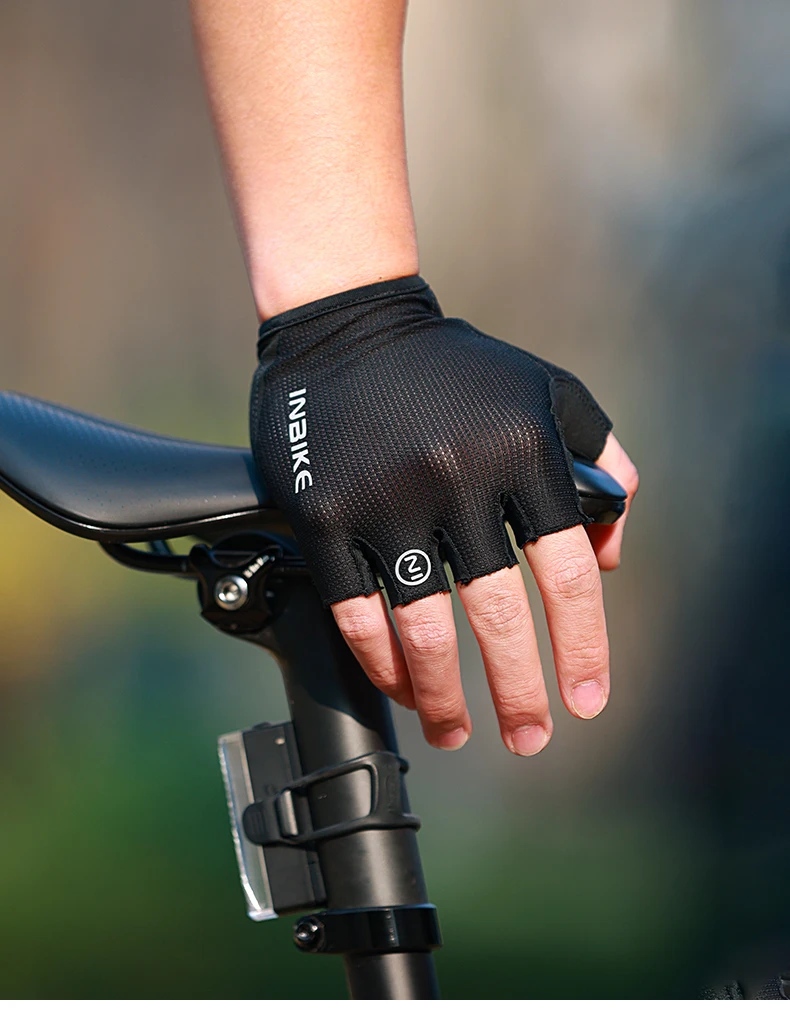 INBIKE Halbfinger-Fahrradhandschuhe für Herren Stoßdämpfende Atmungsaktive Sommerhandschuhe für Mountainbike Rennrad Rutschfeste Fahrradhandschuhe – Detail 16