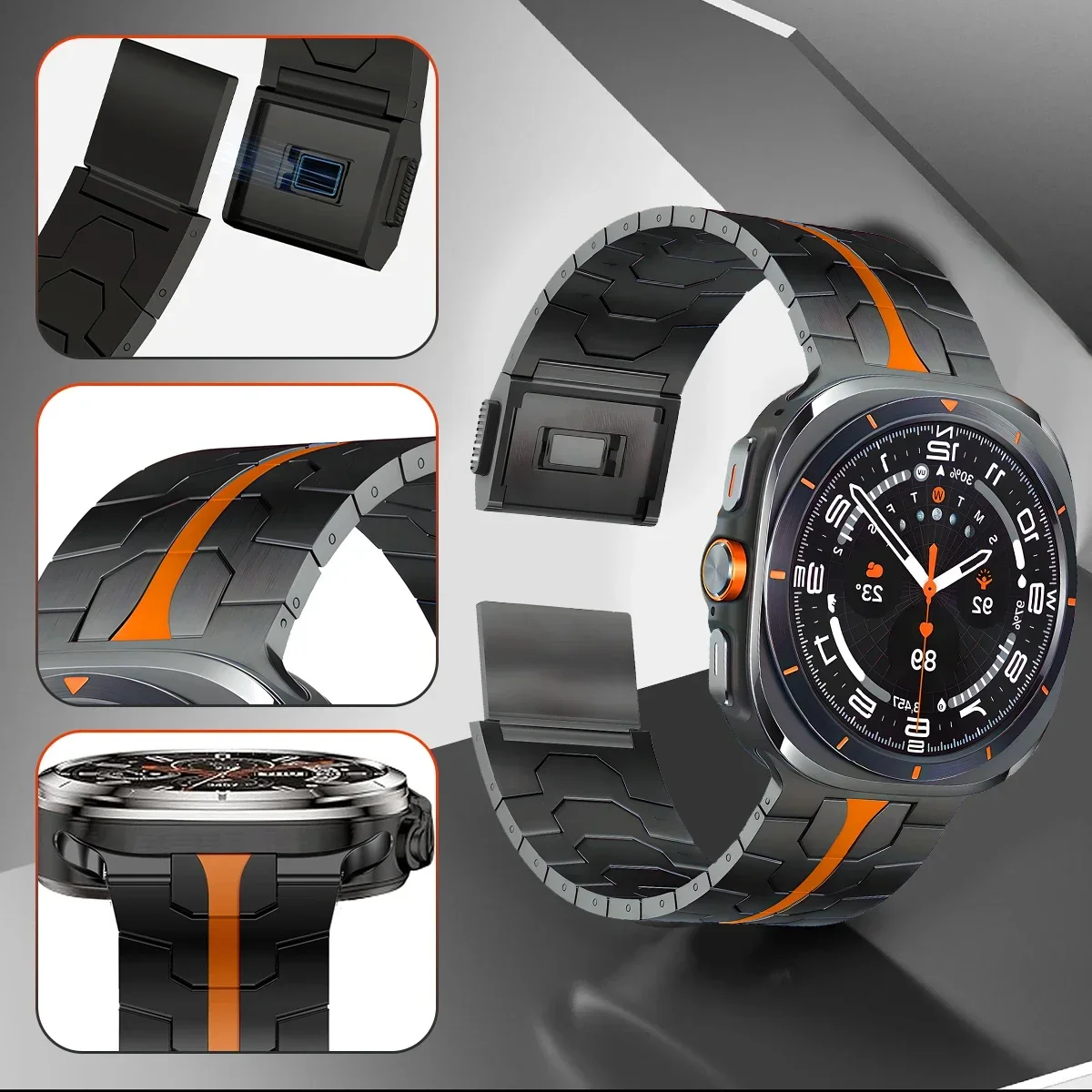 حزام مشبك مغناطيسي لساعة سامسونج جالاكسي 7 الترا 47 ملم سوار معصم من الفولاذ المقاوم للصدأ لساعة سامسونج الترا 2025 حزام معدني