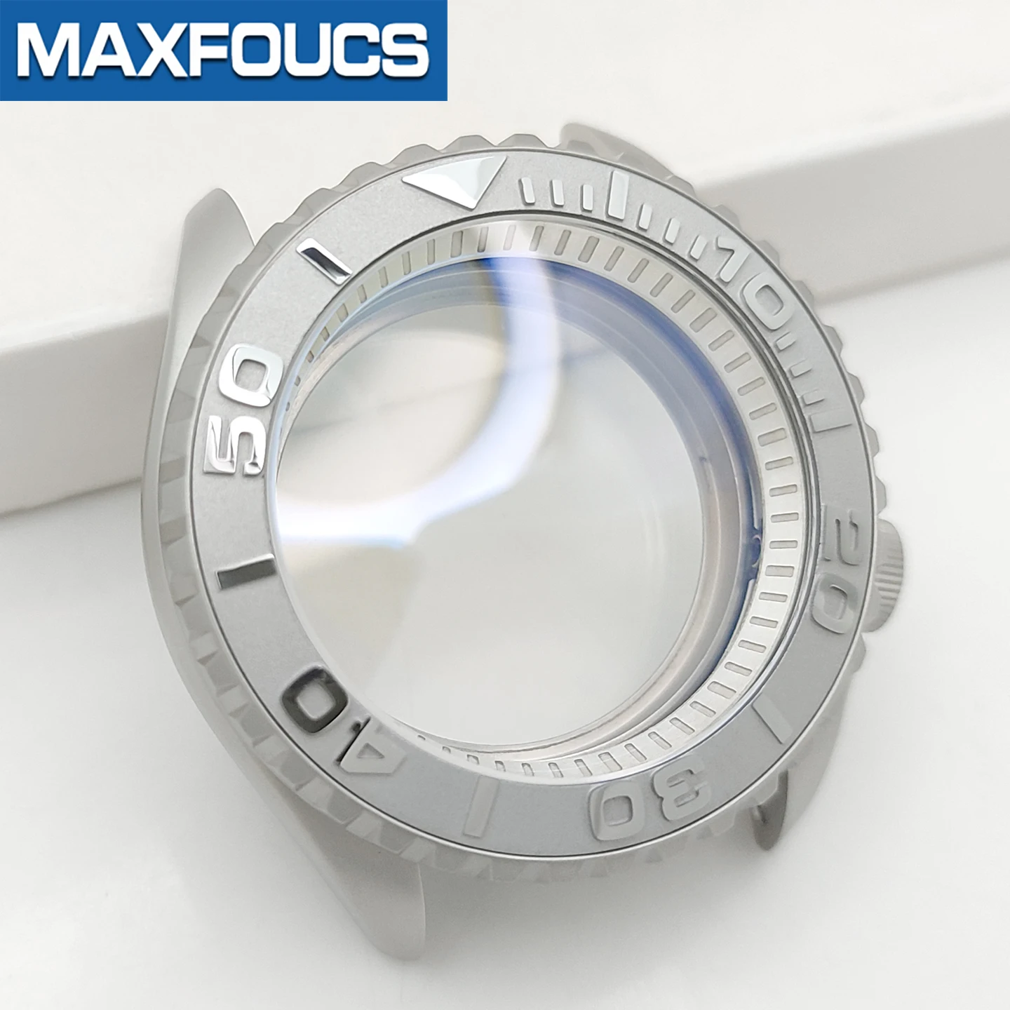 Mattes 3.8 SKX Silber-Uhrengehäuse, Krone bei 4 Uhr, Edelstahl-Finish, MOD NH36, Keramikeinsatz, Saphirglas, kundenspezifische Teile – Detail 7