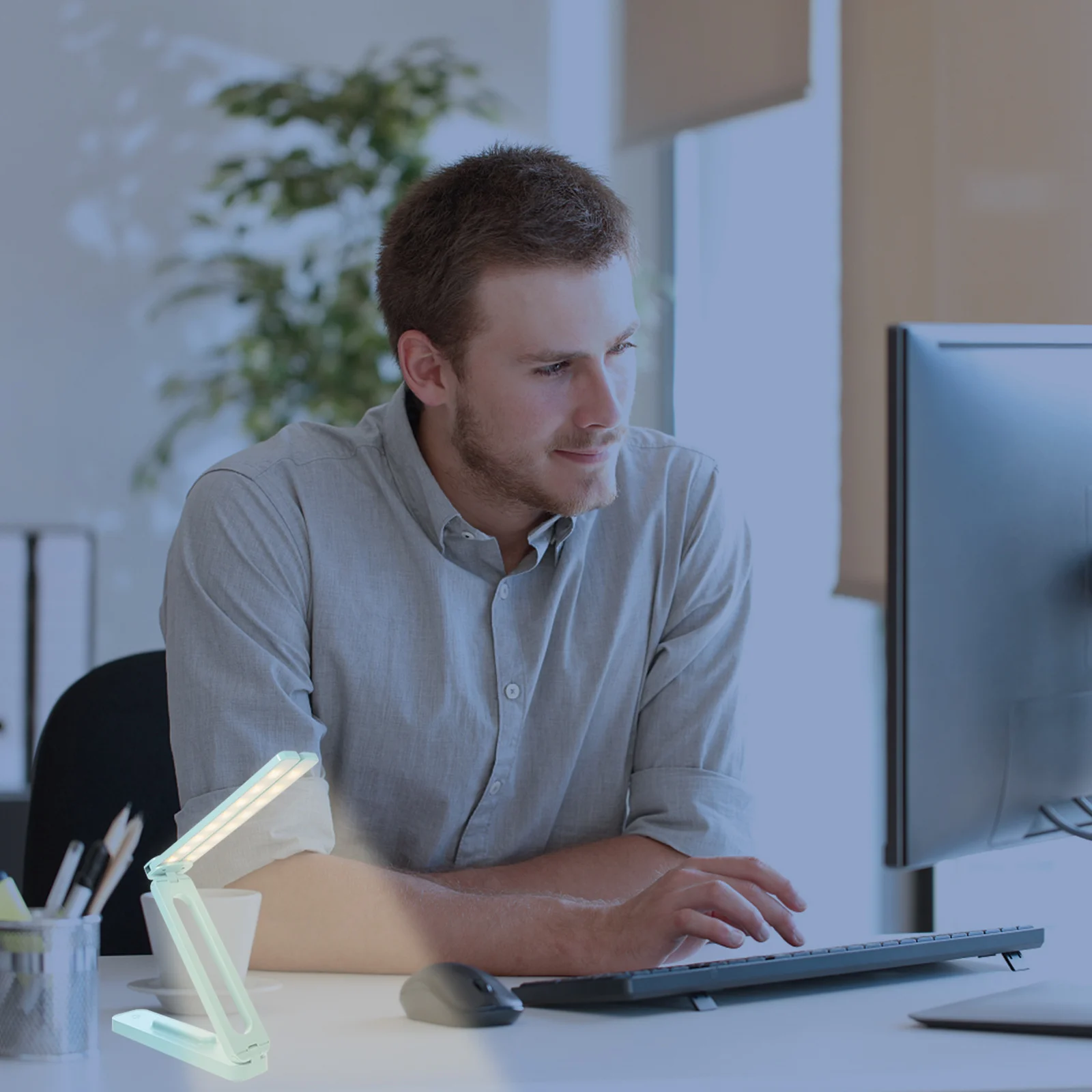 Foldable Desk Lamp Led Reading Light Rechargeable Usb Table Light Adjustable Brightness Cordless Dual Head Nightlight For