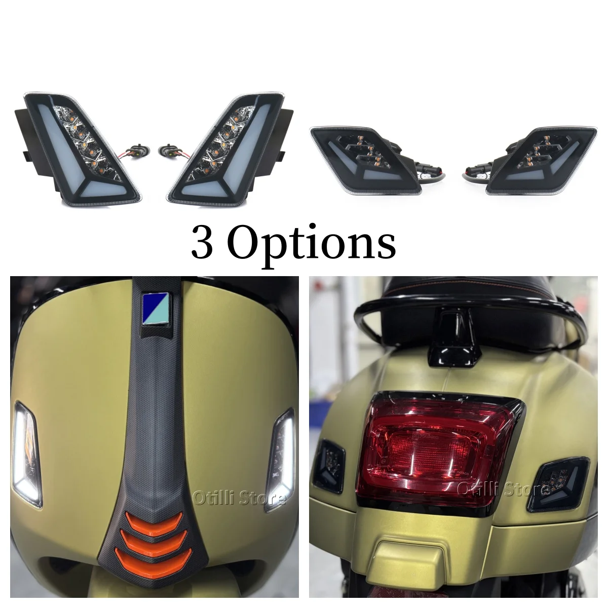 

New For Vespa GTS 300 GTS300 2023 2024 2025 Motorcycle LED Front Rear Turn Signal Light Indicator Daytime Running Light Flasher