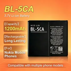 Rechargeable Battery 3.7V 1100mAh BL-5CA BL5CA Lithium Batteries for Nokia 1110i 1100 1112 1116 1110 1200 1208 1209 Phone