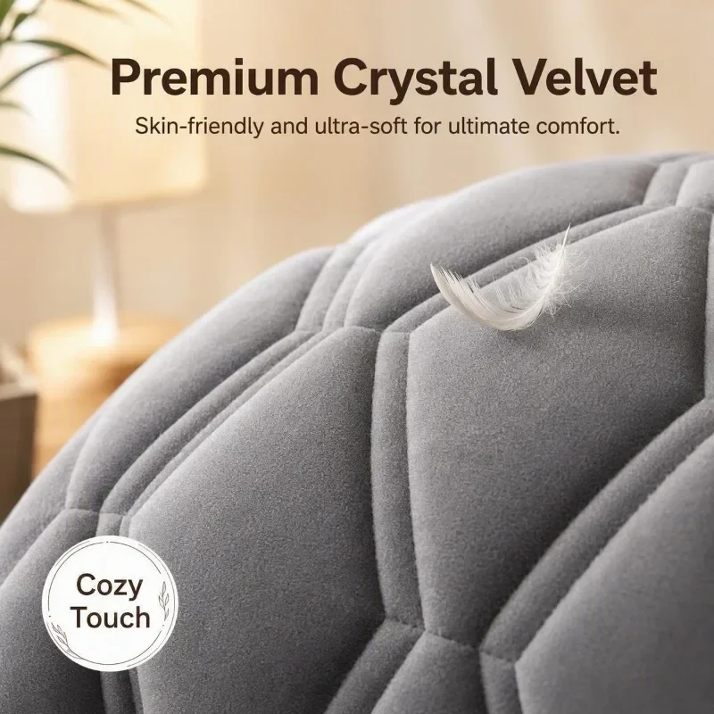 Thick Velvet Headboard Slipcover Elastic Stretch Bed Headboard Cover Diamond Quilted Backrest Protector for Bedroom Home Decor 4