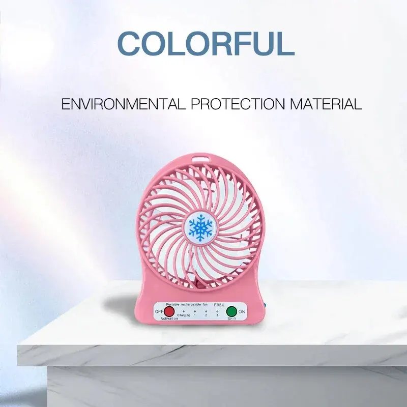 Miniventilador pequeño con carga USB, dispositivo portátil para escritorio, dormitorio de estudiantes, oficina, Blanco, Negro, Rosa, viento frío, 2024