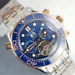 CASENO Brand Hippocampus Series Business Multi-function Men's Classic Automatic Waterproof Mechanical Watch Steel Belt