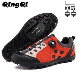 QingQi-TB199 Mens MTB Cycling Shoes Hiking Shoes Cycl  MTB Gravel Road Bicycle Sneakers for Men Tenis Masculino Big Size39-50