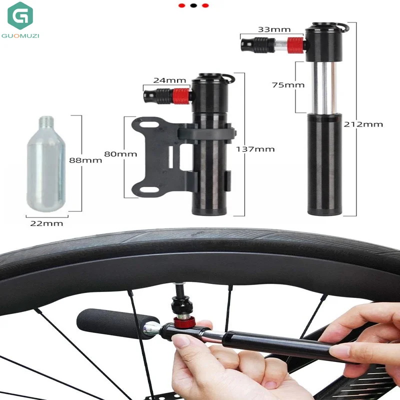 

1 Set Portable Bicycle Tire Inflator Extra Mini Bike Pump 100PSI Aluminum Alloy Snap-on Nozzle Valves For Presta/Schrader/Clik