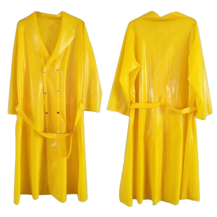 Fetish Latex Rubber Yellow Jacket Casual Hooded Handmade Gummi Coat Cosplay Party Clubwear Windbreaker