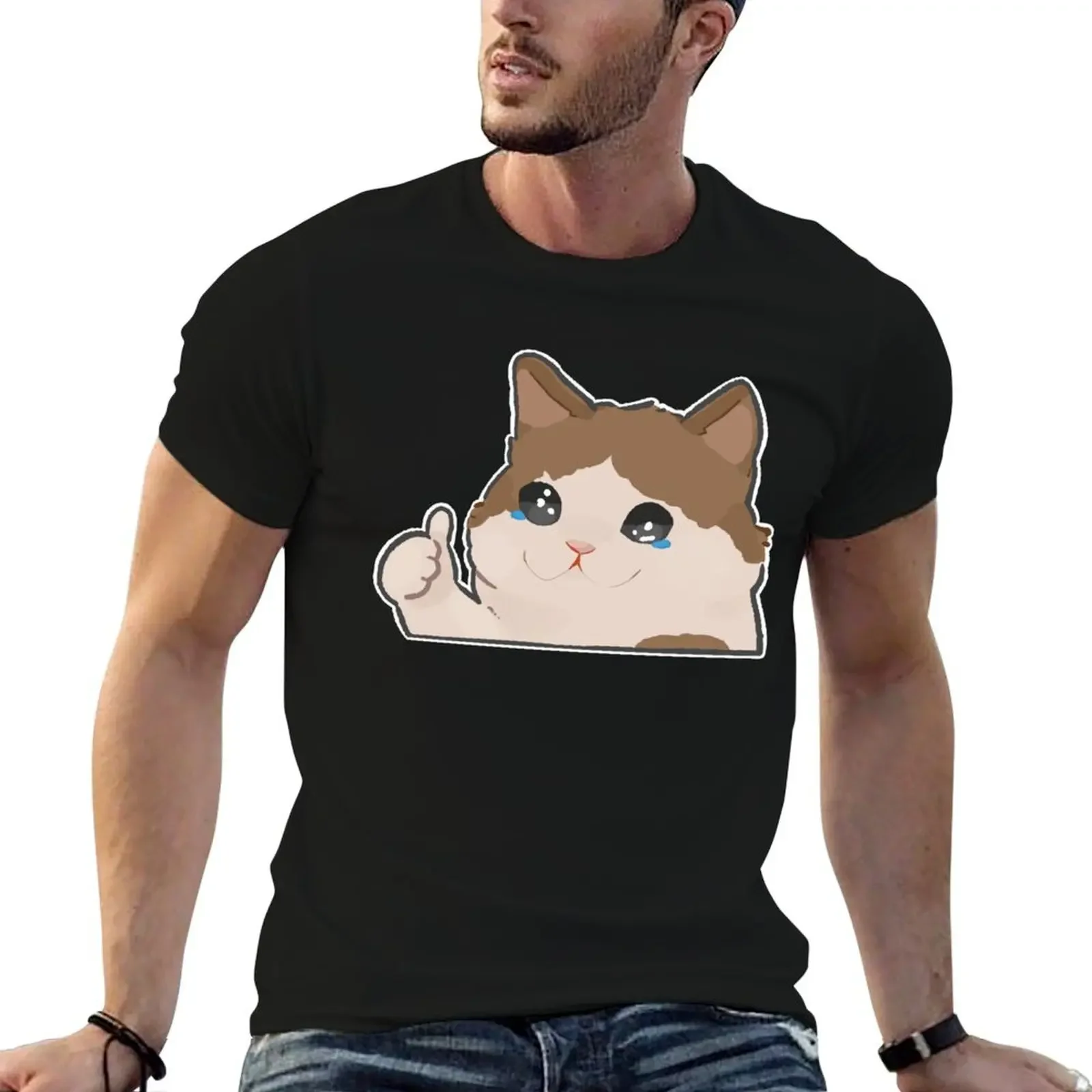 

crying cat meme T-Shirt custom t shirt anime t shirts compression shirt men