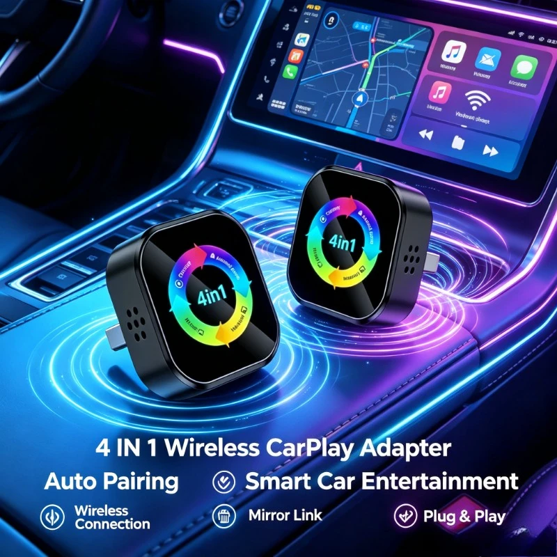 Quick‑Fit 4IN1 Wireless CarPlay Adapter Mirror Link Apple Android Vehicle Multimedia Modification Accessory Unit