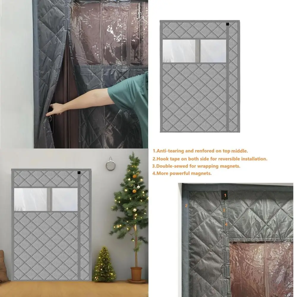 

Gray 75x82 Magnetic Insulated Door Curtain for 72x80 Doors, Side Open, Panel Design, Temperature Control
