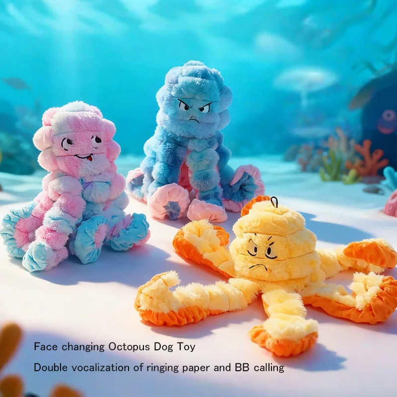 

Pet Octopus Plush Dog Toy Interactive Toy Indestructible Bite Resistant Sound Puppy squeaky Octopu Dogs Rattle For Toys Supplies