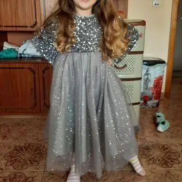 Sequin Girls Princess Party Dresses for 3-8 Yrs Kids Birthday Wedding Evening Prom Gown Spring Fall Long Sleeve Children\'s Dress