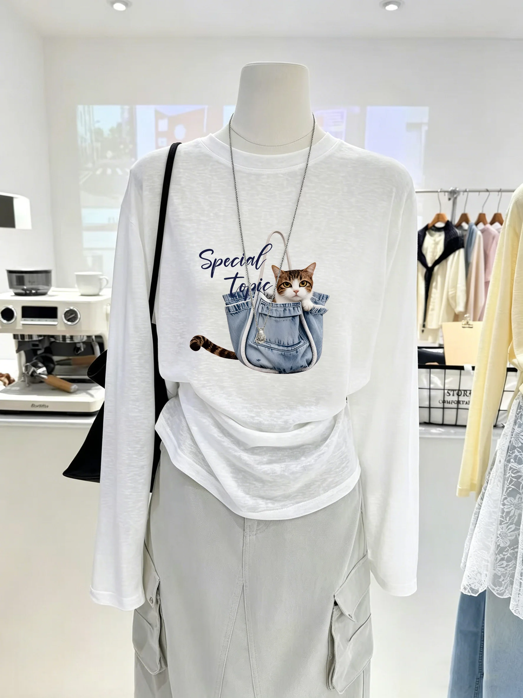 

Cool Long Sleeve Women's T-shirt Korean Style Casual Lightweight Summer Top Breathable Lazy Sun Protection Shirt Ruffle Design