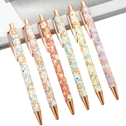 Fresh Style Cute Girl Heart Flower Metal Ballpoint Pen Office Supplies School Teacher Student Stationery Gift Writing Pens