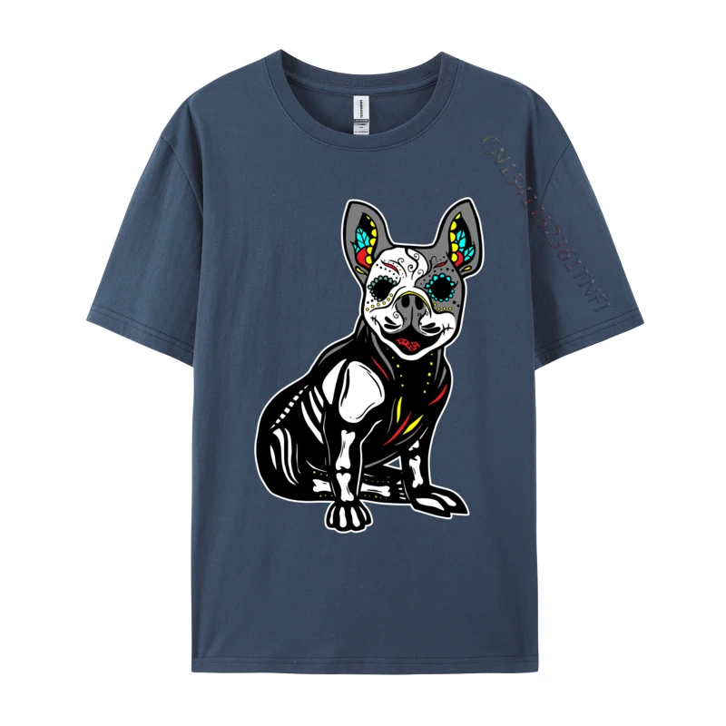 Dog Sugar Skull Puppy X-Ray Mexican Cool Christmas S T-Shirt Men Funny Basic Tees Crew Neck Pure Cotton T Shirts Plus Size