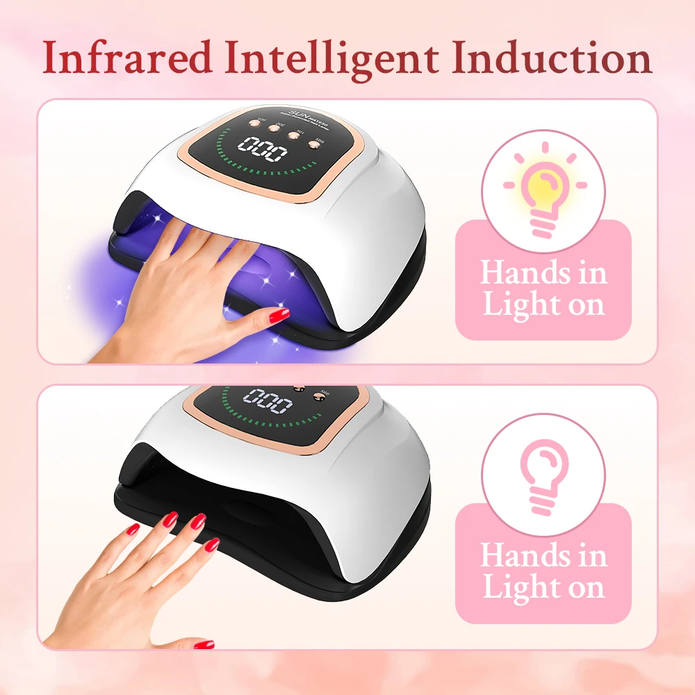 DianaBeauty UV LED Lâmpada para unhas 380W Lâmpada para manicure para cura de todos os gel para unhas 72 LEDs Secador de unhas de secagem rápida com 4 configurações de temporizador