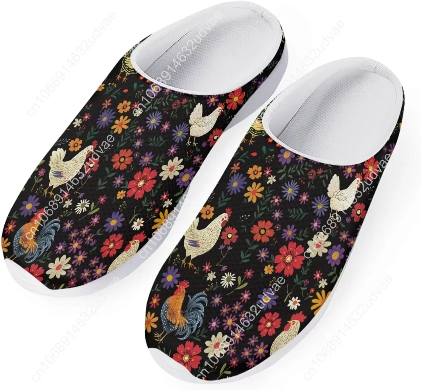 Cute Animal Floral Pattern Pull On Slippers for Women Beach Flat Shoes
