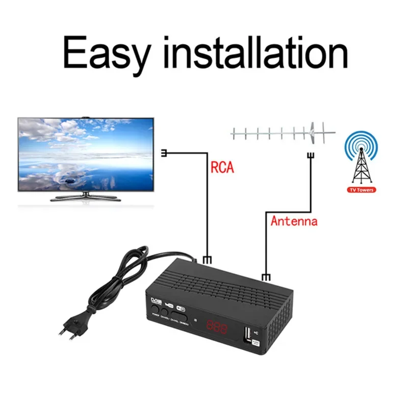 HD 1080P TV Tuner Dvb T2 Vga TV Dvb-t2 untuk Adaptor Monitor USB2.0 Penerima Tuner Dekoder Satelit Dvbt2 Manual Rusia