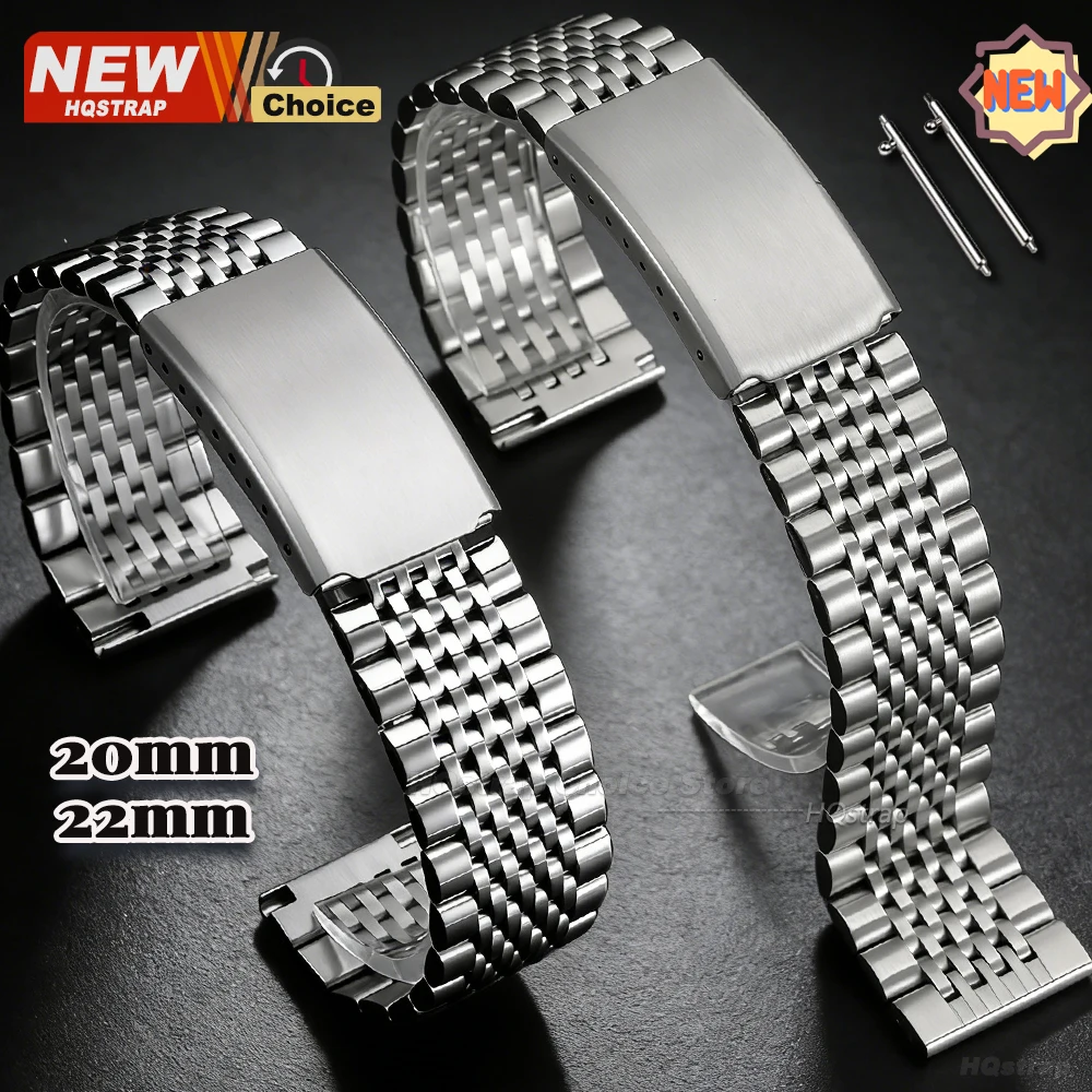 18mm 20mm 22mm Flat End Stainless Steel Band for Omega Seamaster for Speedmaster Business Strap for Seiko Bracelet for Rolex