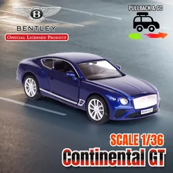 1/36 Bentley Continental GT Pullback Toy Car Model Official Licensed Scale Replica Metal Diecast Miniature Art Xmas Kid Boy Gift