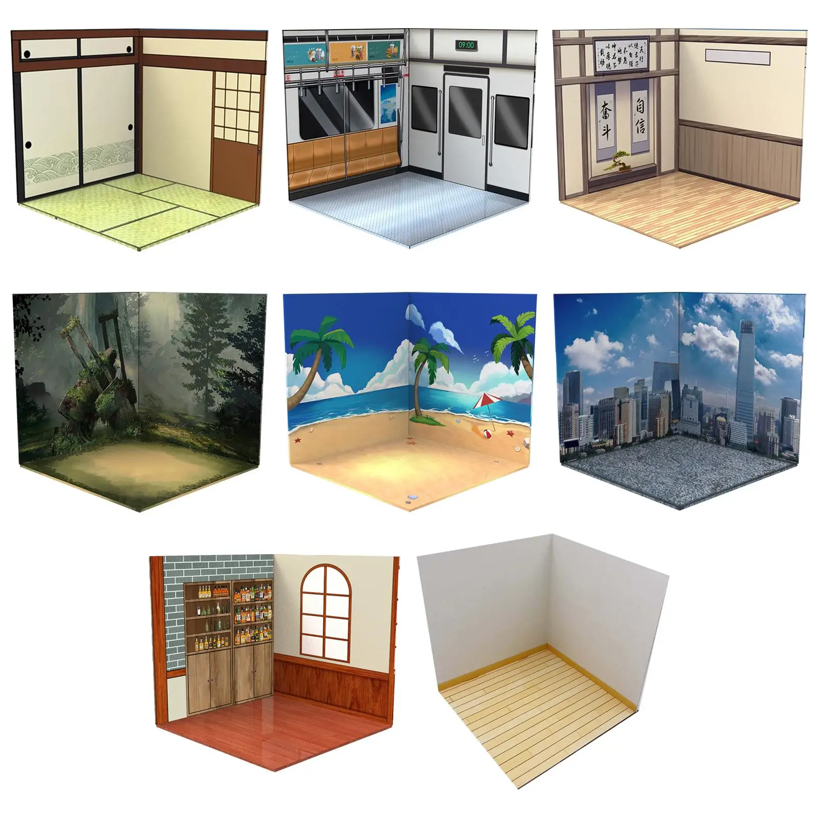 1/12 Display Cabinet Scene Model Layout Display Background Vehicle Model Backdrop Organizer for Action Figures Dolls Interior