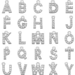 ZHUKOU 7x8mm 26 gümüş renk kristal mektup kolye kadınlar için kolye küpe takı aksesuarları yapma modeli: VD594