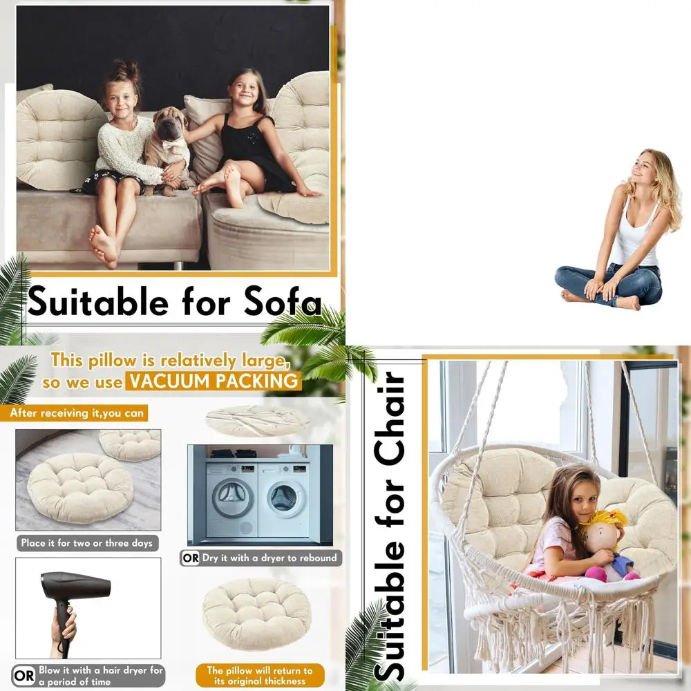 

Круглые большие 22 квадратные напольные подушки — идеально подходят для медитации, пикников, вечеринок, сидений, подарков, Рождества (бежевый, набор из 4 шт.)